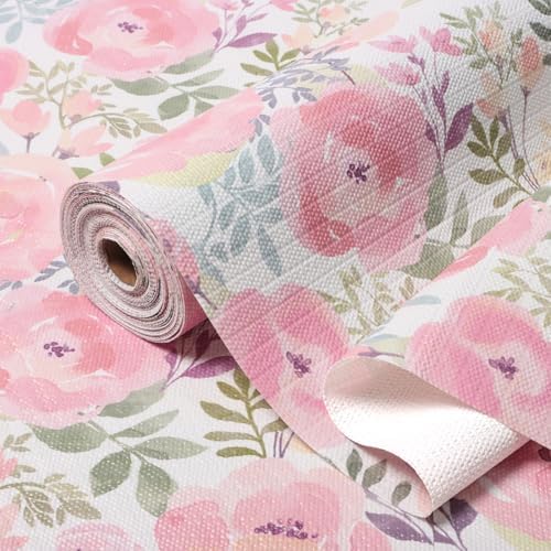 Peach Peony Shelf and Drawer Liner for Kitchen Strong Non-Slip