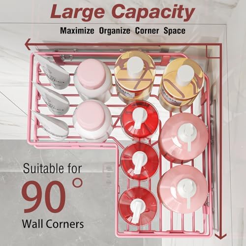 Youvip 4-Pack Adhesive Corner Shower Caddy with Soap Holder, No Drilling Wall Mounted Shower Shelves-Rustproof, Organizer for Bathroom, Kitchen & Home Decor. Pink