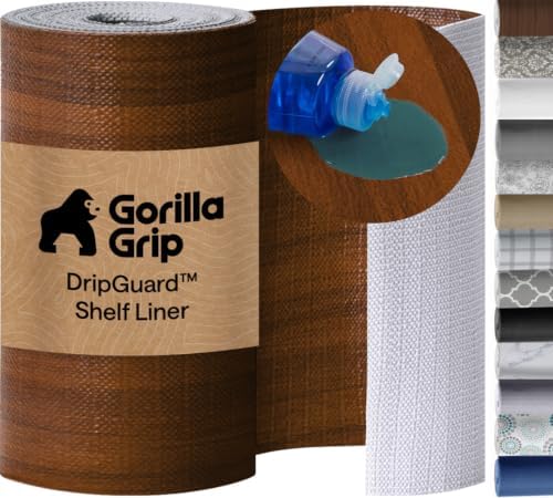 GORILLA GRIP Shelf Liner, Kitchen Drawer Protector, 17.5x120 Wood
