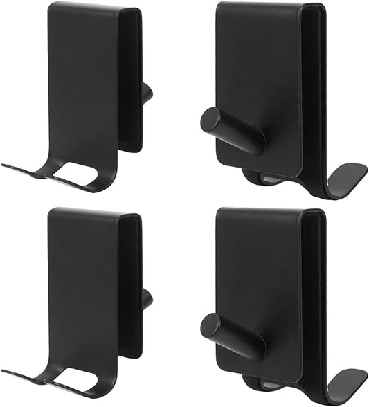 4-Pack Black Shower Hooks with Protective Pads to Avoid Scratches, Over The Glass Towel Hooks for Daily Use, Shower Door Hooks for Frameless Glass Door That are Easy to Install