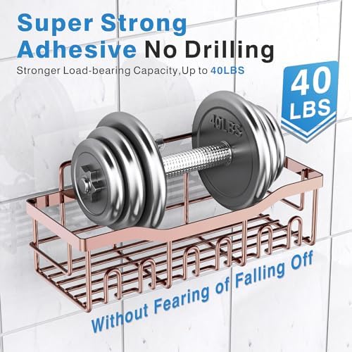EUDELE 5-Pack Rustproof Stainless Steel Shower Caddy – No Drill Adhesive Bathroom Organizer with Large Capacity, Spacious Shower Shelves for Inside Shower, Kitchen & Home Decor Storage-XL Size