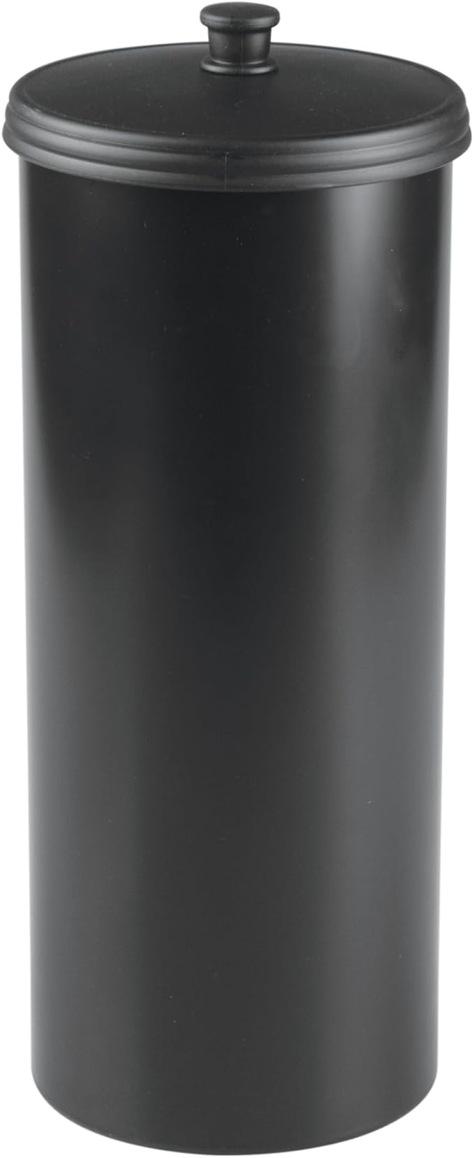 iDesign Freestanding Bathroom Toilet Paper Storage Holder, Matte Black | With Lid, For 3 Extra Rolls