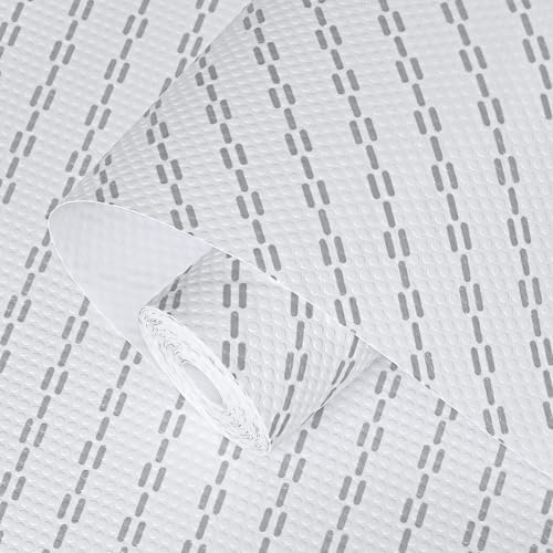 Shelf Liners 19 inch x 20 ft Shelf Liners for Kitchen cabinets nonstick Shelf Lining Drawer Mats EVA Protector for Cupboard (White Diagonal Stripes,19 inch x 20 ft)