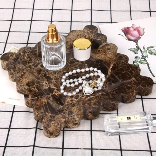 Square Marble Decorative Tray, Dark Brown, 8 * 8