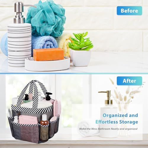 Mesh Shower Caddy Portable - 9 Pockets for College Dorm Room Essential