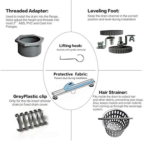 Neodrain 72-Inch Linear Shower Drain with 2-in-1 Flat & Tile Insert Cover,Brushed 304 Stainless Steel Rectangle Shower Floor Drain,Floor Shower Drain with Hair Strainer