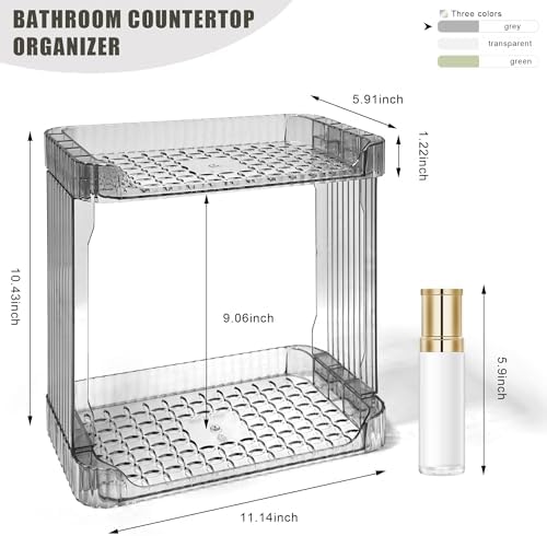 Bathroom Counter Organizer Cosmetics Skincare Organizers-2 Tier-Grey