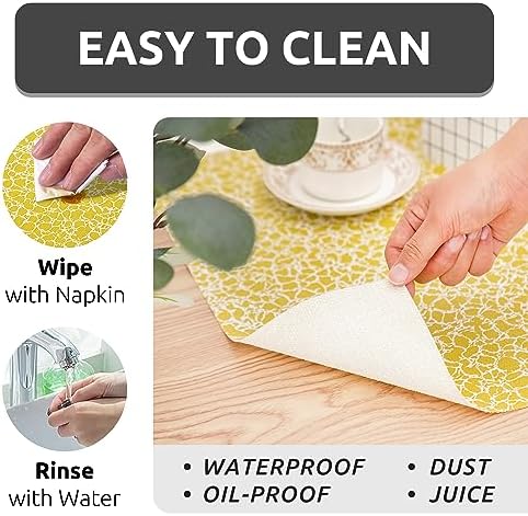 FIFTY FEET 12X120 Inch Shelf Liner with Scissor & Tape Measure for Kitchen Cabinets, PVC Drawer Liner for Dresser Non-Slip Bathroom, Non-Adhesive Cabinet Liner Washable (Yellow Crack)
