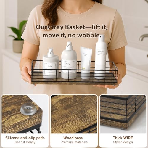 Toilet Paper Storage Basket, 16" Large Wood Toilet Paper Basket
