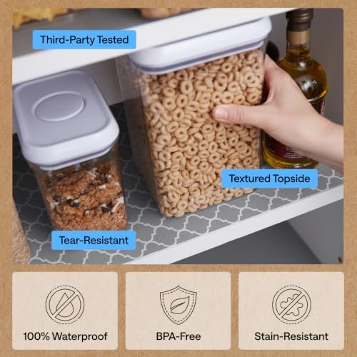 GORILLA GRIP Shelf Liner, Kitchen Drawer Protector, 24x240 White Gray