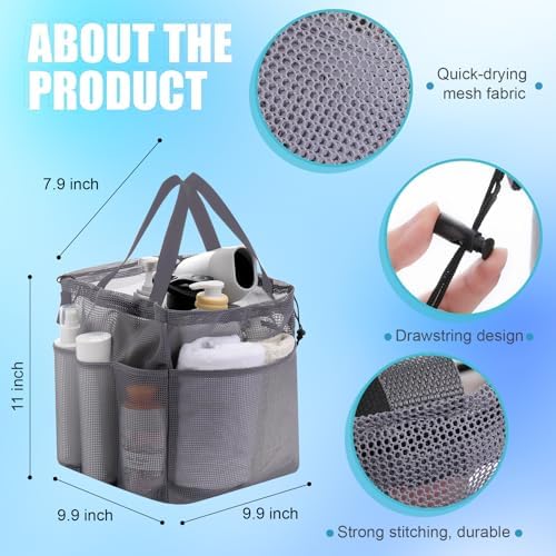 Talltalk Mesh Shower Caddy with Drawstring Basket, Classic Colors, 6 Pcs