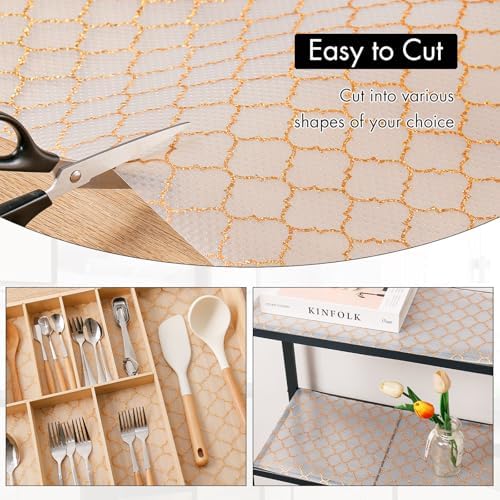 Cooyes Shelf and Drawer Liners for Kitchen, Non Adhesive Cabinet Liner