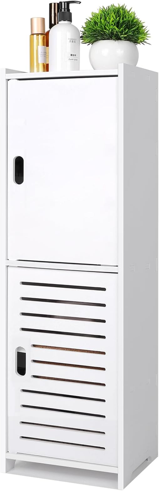 YARUKIMA Bathroom Floor Storage Cabinet,White