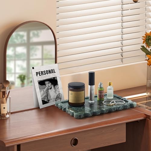 Scalloped Natural Marble Tray - Decorative Stone Tray for Bathroom & Vanity