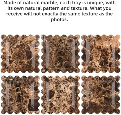 Square Marble Decorative Tray, Dark Brown, 8 * 8