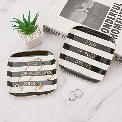 Stephanie Imports Bold Fearless Strong Ceramic Trinket Plate and Decorative Jewelry Dish