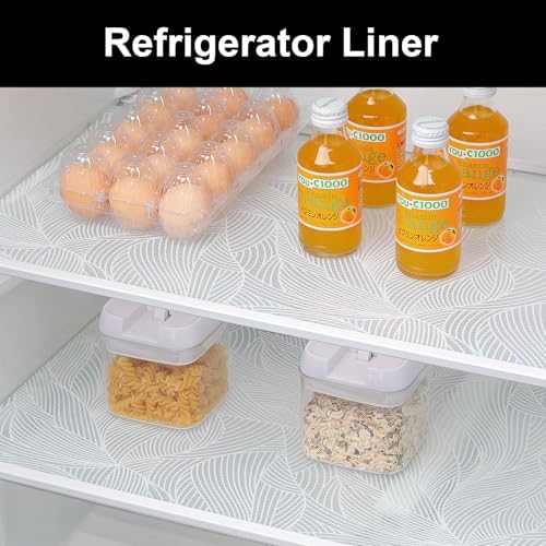 Cooyes Shelf Liners for Kitchen Cabinets Refrigerator Liners Waterproof & Oil-Proof Kitchen Cupboard Liner Drawer Mats EVA Material Non Adhesive Fridge Liner for Shelves