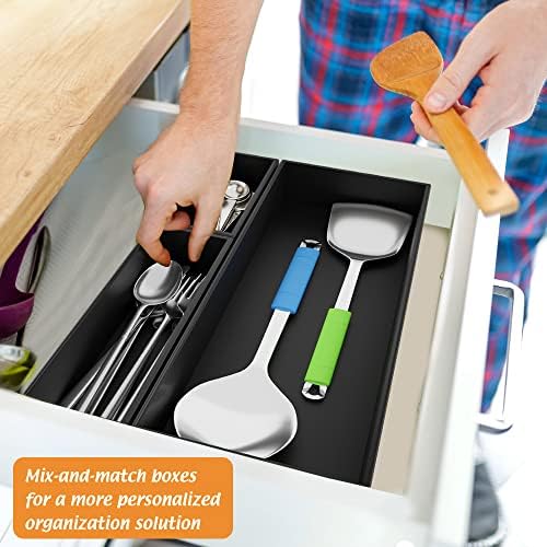 Black Bamboo Drawer Organizer 6"x 3", Utensil Holder for Kitchen Drawer