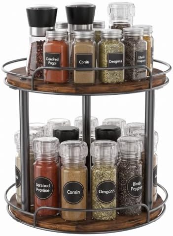 2-Tier Lazy Susan Spice Rack, 10'' Rotating Turntable for Cabinet
