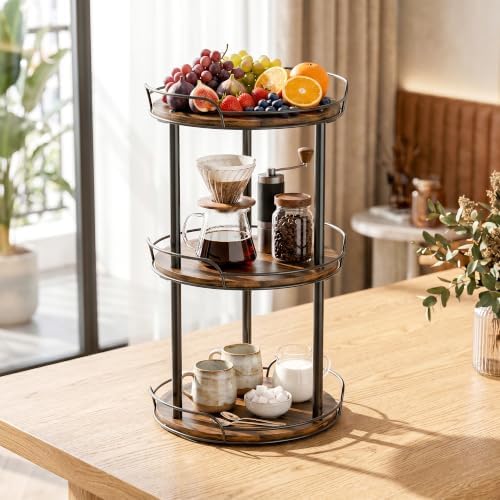 3-Tier Lazy Susan Spice Rack, 10'' Rotating Turntable for Cabinet