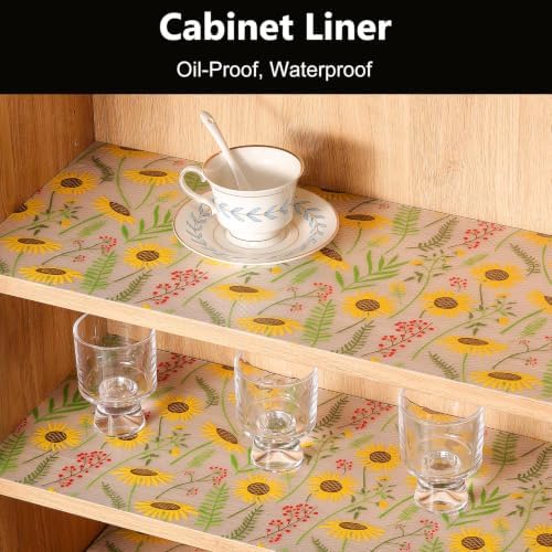INNOLITES Shelf Liner for Kitchen Cabinet, Floral Drawer Liner Non-Adhesive