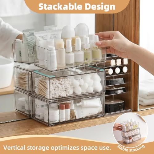 Stackable Medicine Cabinet Organizer for Bathroom, 4 Pack
