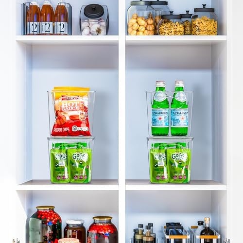 Sorbus Small Plastic Storage Bins (4 Pack) – Clear Bins for Kitchen, Pantry, Fridge, Cabinet, and Refrigerator – Stackable Storage Containers for Home Organization