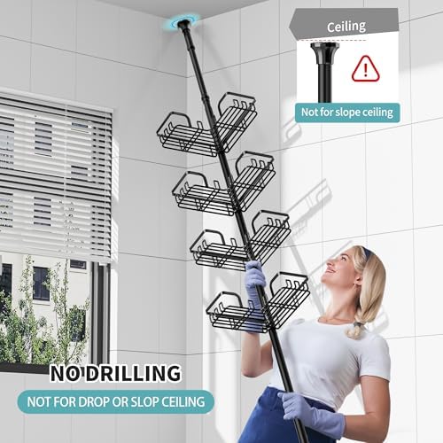 KEGII Corner Shower Caddy Tension Pole, Stainless Steel Shower Organizer