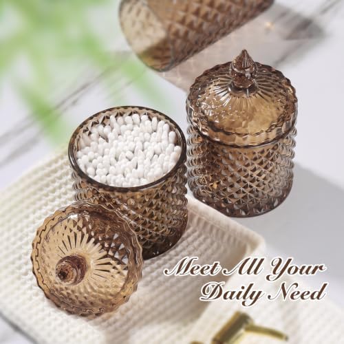 RYTOXILO Brown Bathroom Accessories Set, 4 Pack Brown Bathroom Decor Accessory Sets Complete, Diamond Glass Soap Dispenser and Toothbrush Holder Set for Bath Counter Organizer Essentials