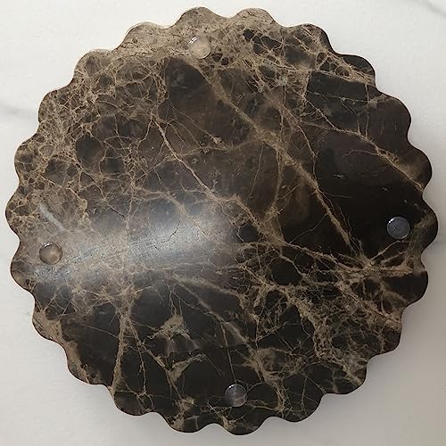 Marble Tray Round Scalloped Tray Small Serving Platter for Counter, Bathroom, Kitchen, Nightstand, Jewelry Ring Dish Holder (Coffee Net)