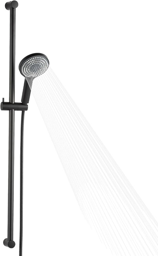 OFFO 6-Spray High Pressure Handheld Shower Head Combo with Adjustable 40 in Slide Bar and 60 in Stainless Steel Hose, Matte Black
