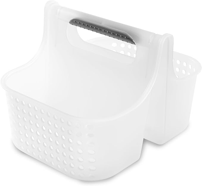 madesmart Portable Shower Caddy, Hold Soap, Shampoo, Hair Supplies and Beauty Products, Cleaning Supplies Organizer for Home, Dorm, Plastic Shower Tote, Soft Handle, Frost