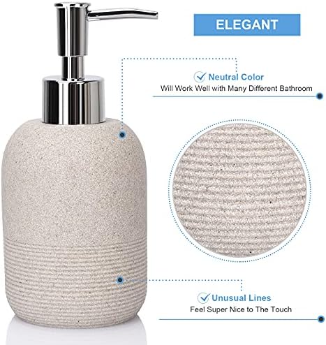 L'ARL GMVOI Bathroom Accessory Set,4 Piece Bathroom Decor Accessories Sets with Lotion Soap Dispenser,Toothbrush Holder,Bathroom Tumbler,Soap Dish for Bathroom Vanity Countertop Accessories,Beige