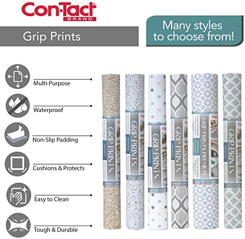 Con-Tact Brand Grip Prints Shelf Liner, Durable and Non-Adhesive Liners, Non-Slip Drawer and Cabinet Liner, 18" x 8', Beige Granite, Pack of 1 Roll