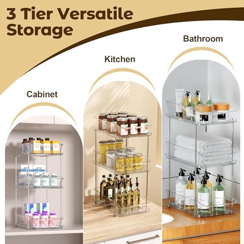 incostar 2 Sets of 3-Tier Bathroom Under Sink Organizers