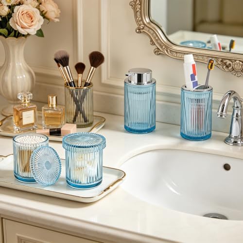 4pcs Blue Glass Bathroom Accessories Set