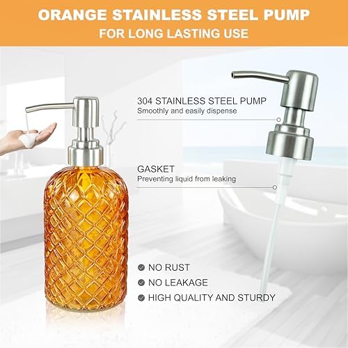 LaMarriti Orange Bathroom Accessories, 4Pcs Clear Glass Bathroom Set
