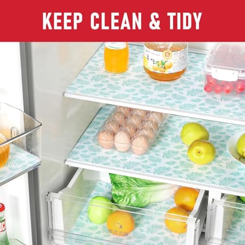 Cooyes Absorbent Refrigerator Liners, Non Slip Shelf Liner for Drawers & Kitchen Cabinets, Cloth Material Keep Produce Fresh Longer, Machine Washable, 17.7" * 24", 6 Pack