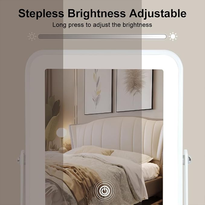 YEKKOPT Rechargeable Small Vanity Mirror with Lights,9"x11"Portable LED Desk Mirror, Make up Mirror with Lighting,Touch Screen with 3-Color Lighting, Dimmable, for Shaving, Tabletop, Bedroom
