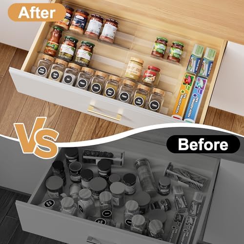 6-Pack Spice Drawer Organizer Insert (Expandable from 13" to 26")