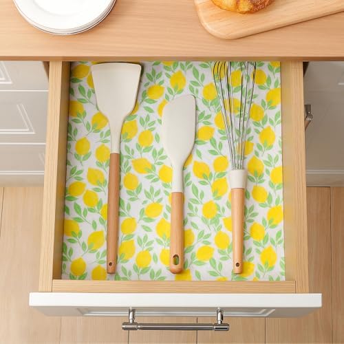 Cooyes 6 Pack Polyester Shelf Liners for Kitchen Cabinets, 17.7" × 36", Non-Slip Refrigerator Liners Machine Washable, Refrigerator Drawer Mats for Glass Shelves and Kitchen Cabinets