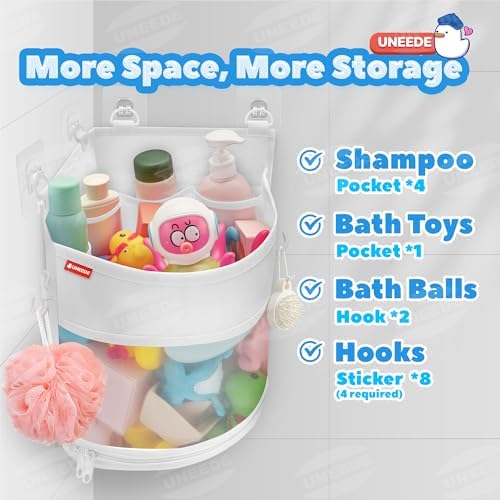 UNEEDE 3.5 Gallons Corner Mounted Versatile Bath Toy Organizer