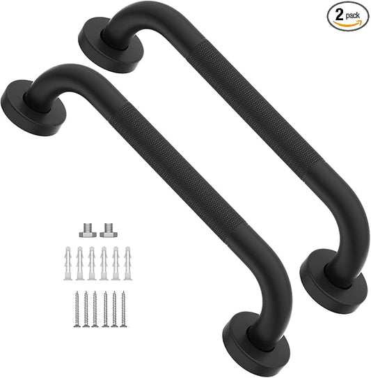 12 Inch Shower Grab Bar Oil Rubbed Black, Munzong Anti Slip Bathroom Grab Bar, Knurled Bathroom Balance Bar, Safety Hand Rail Support Handicap Elderly Injury Senior Assist Bath Handle