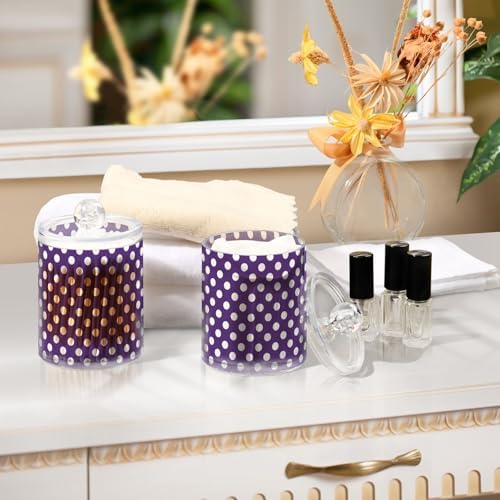 ALAZA Polka Dot Hipster Funny 2 Pack Qtip Holder Dispenser for Cotton Swabs, Balls, Pads, Floss 10 oz Plastic Canister Organizer