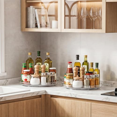 LAMU 12 in Lazy Susan Turntable, 6 Pack Clear Spice Rack, Organizer Storage