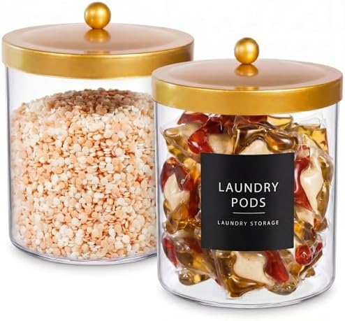 Sheechung 2Pack Acrylic Jar with Gold Stainless Steel Lid (78oz&50oz)