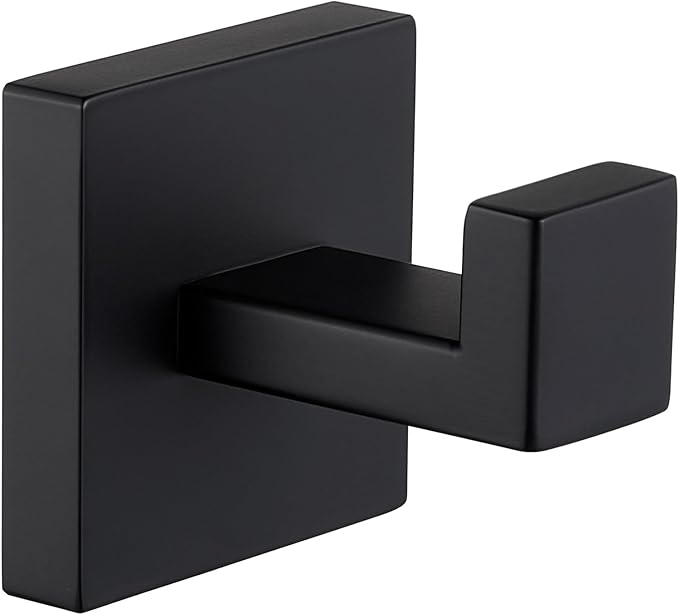 Angle Simple Towel Hook Matte Black, SUS 304 Stainless Steel Coat Robe Hook, Bathroom Hand Towel Hanger for Wall