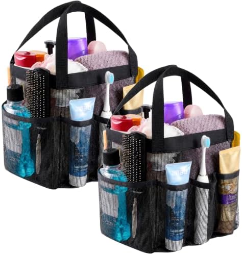 Lifewit Mesh Shower Caddy Portable, Dorm Room Essentials, 2 Packs, Black