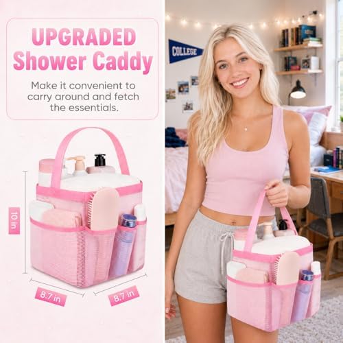 Mesh Shower Caddy Portable - 9 Pockets for College Dorm Room Essential