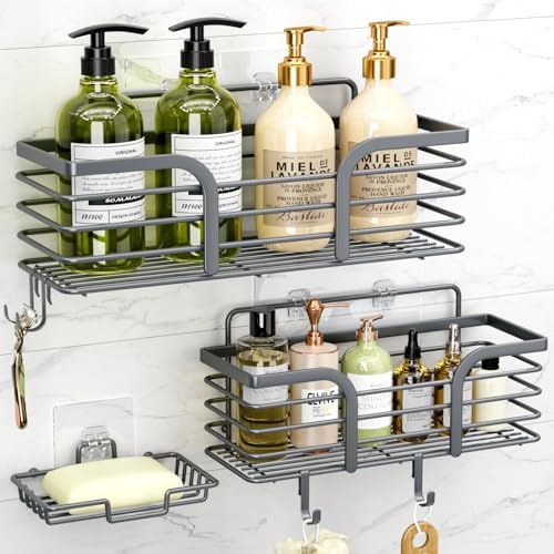Yougai Dark Gray Shower Shelves, Bathroom Organizers and Storage